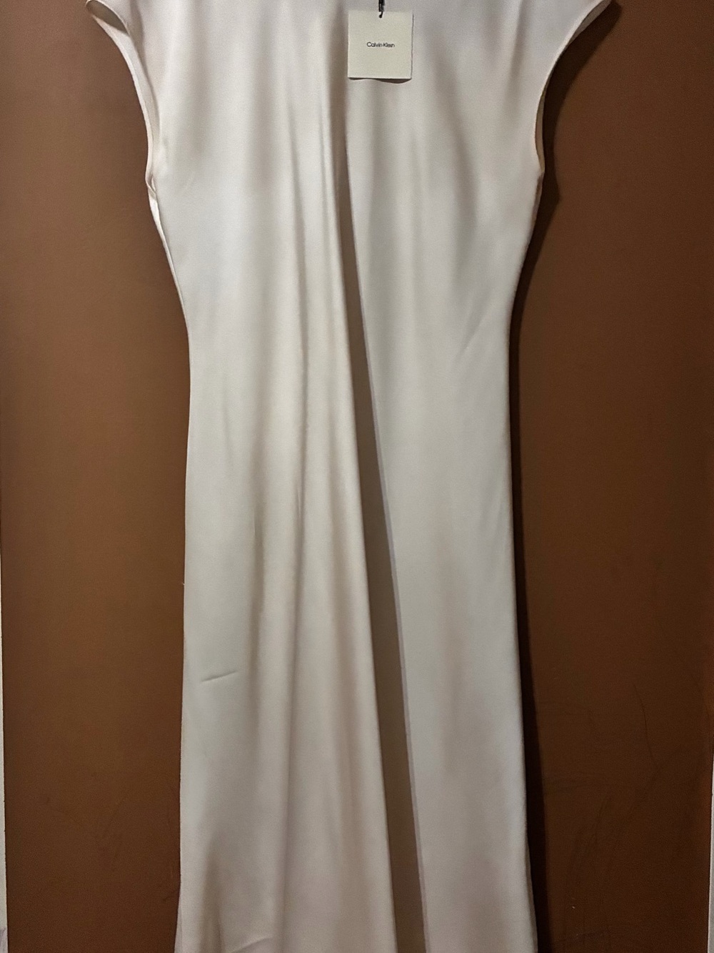 Calvin Klein Cream Cap-Sleeve Maxi Dress